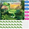 Pin The Tail on The Dinosaur Game with 24 Pieces Dinosaur Tail Stickers Horns and 6 Pieces Colorful Blindfolds for Dinosaur Birthday Party Supplies Dinosaur Party Game for Kids