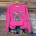 thumbnail image 2 of Iroehba Sweatshirt for Women Long Sleeve Crew Neck Printed pullover Paw Print Drop Shoulder Modern Cut Soft Comfy Casual Outfit, 2 of 4