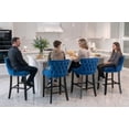 thumbnail image 5 of Bar Stool Set of 4, Legahome 26" Counter Height Bar Stools with Back, Velvet Upholstered Bar Stool with Button Tufted & Wooden Legs, Bar Stools Chair for 35-39" Kitchen Island Counter, Blue, 5 of 10