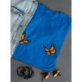 thumbnail image 3 of Monarch Butterfly Chest Design Women Royal Blue T-Shirt, Female Medium, 3 of 4
