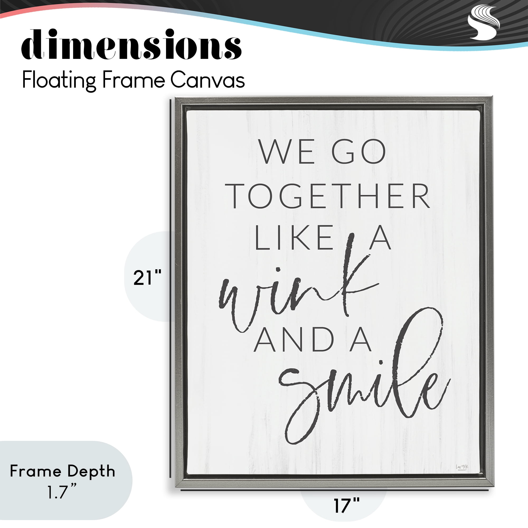 Stupell Industries Go Together Like Wink & Smile Gray Framed Floater Canvas Wall Art, design by Lux + Me Designs