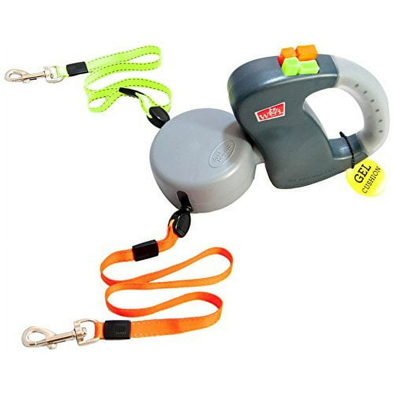 Wigzi Two Dog Retractable non tangling dog leash with gel handle walk 2 dogs up to 50 lbs. each 10 ft. leads Walmart
