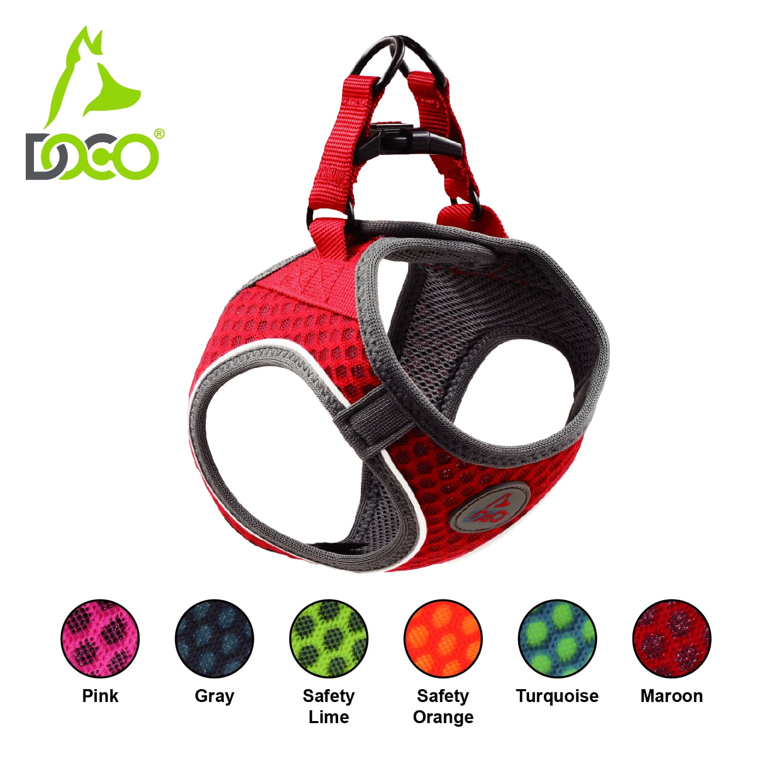 Doco DCA308-05L Athletica Quick Fit V-Neck Mesh Harness Leash, Gray - Large