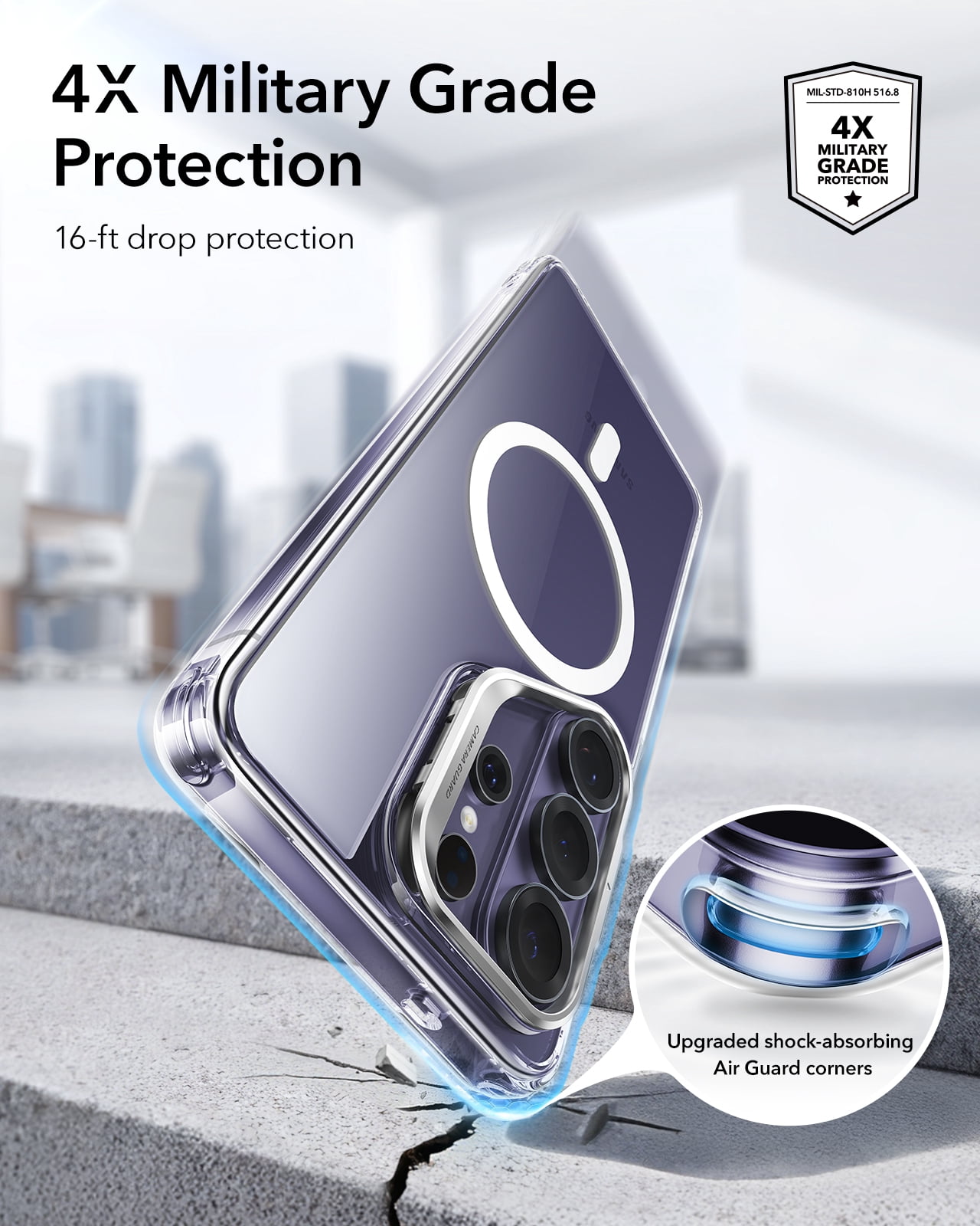 ESR Magnetic Case with Stash Stand Compatible with Samsung Galaxy S26 Ultra, Military-Grade Protection & MagSafe Compatible, Scratch-Resistant, Clear