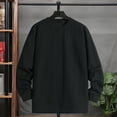 thumbnail image 3 of Lohuatrd Men Fall Winter Sweatshirt Knitted Solid Color Applique Round Neck Long Sleeve Loose Soft Pullover Casual Elastic Men Mid Length Sweater, 3 of 8
