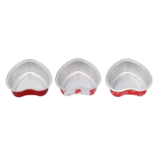 Moldes para pasteles en forma de corazón de aluminio, Baneo de pastel de aluminio de corazón pequeño con tapa con tapa para cumpeados