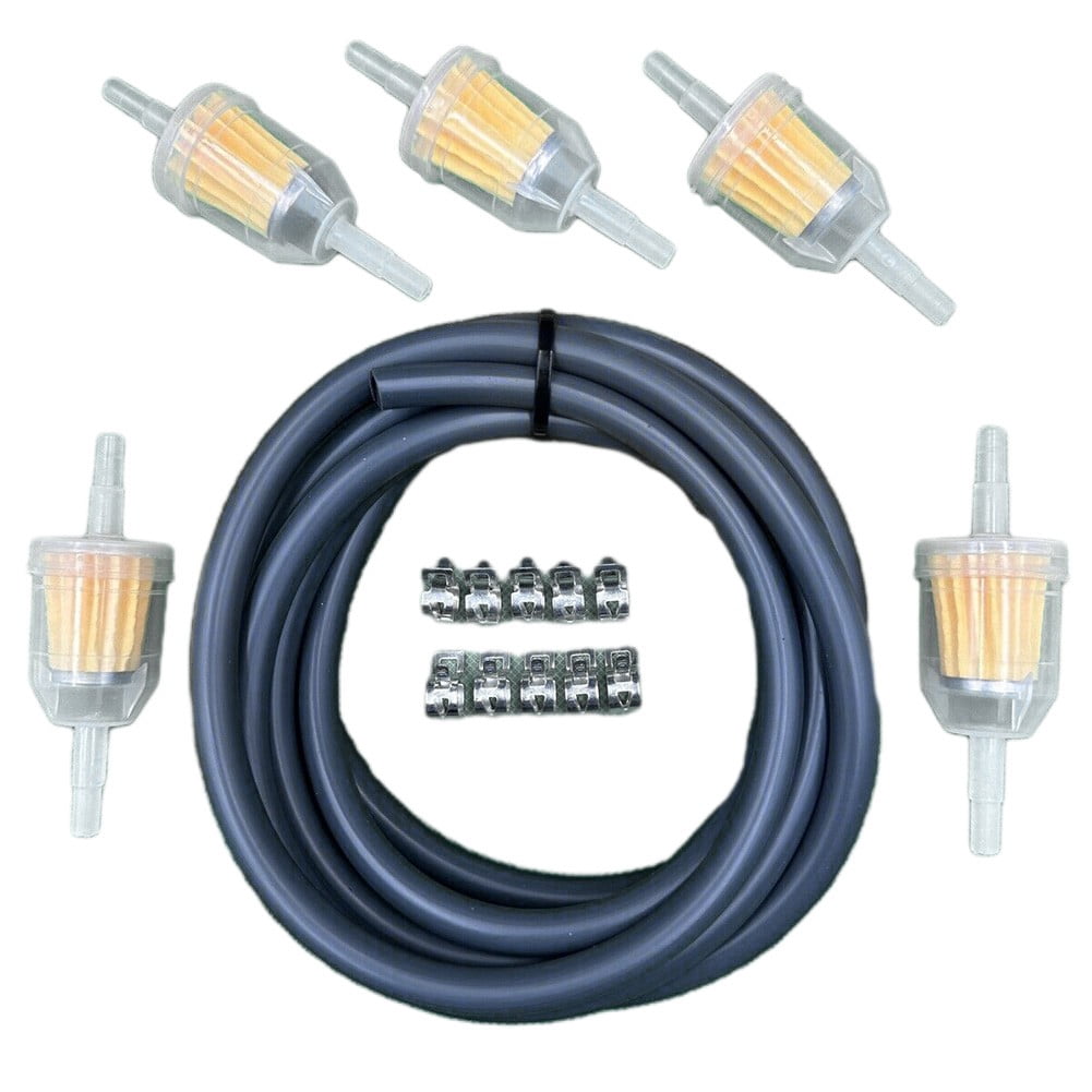 Lawn Mower Parts Fuel Line Hose Kit 1/4 Inch 7 Feet Black For Tecumseh Small Engine With Clamp And Inline Filter