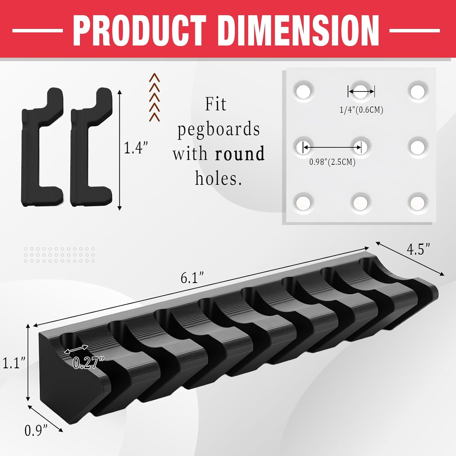 1 Pcs Pegboard Screwdriver Holder Pegboard Organizer Accessories Eight Tool Organizer Racks for Pegboards Pliers Multi-tool Holder Shop Store (Black)