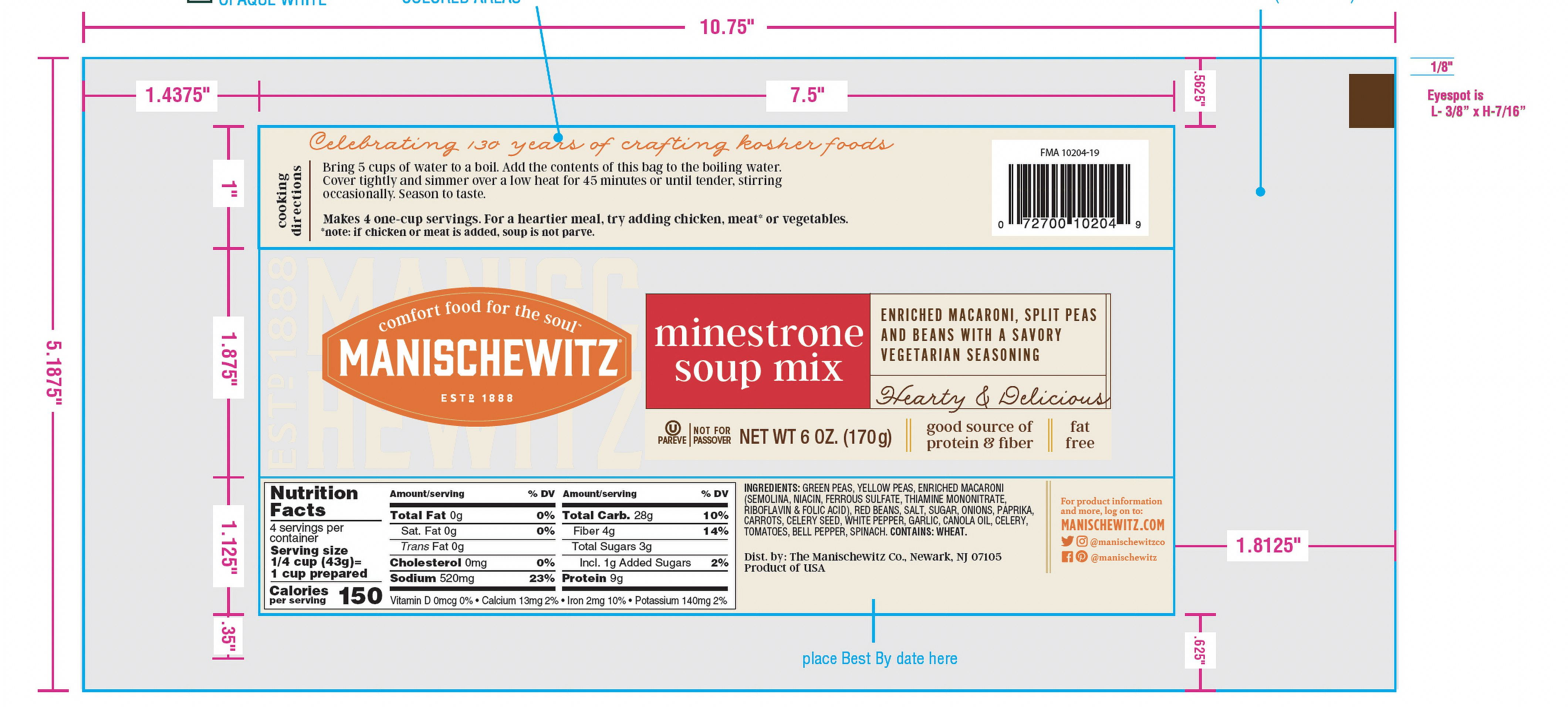 Manischewitz Cello Soup Minestrone, 170