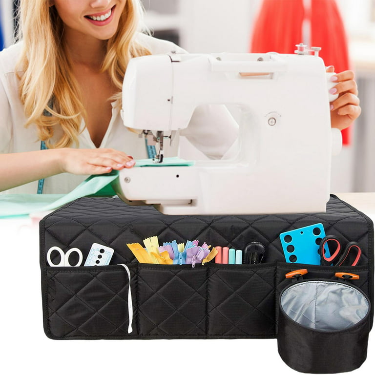 Sewing Machine Mat with Storage Pockets Water-Resistant Sewing Machine  Tools Organizer for Table Sewing Machine Pad (Black)