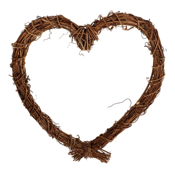 BESTYASH Coffee Color Rattan Heart Shaped Wreath Frame for Crafting, Floral Arrangements, and Plant Holders