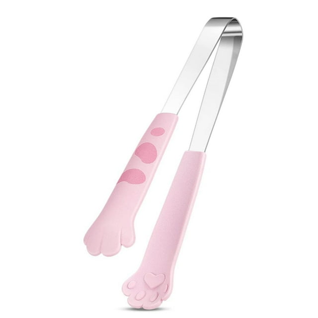 Cat Tongs 7 Inch Food Tongs Kitchen Tongs Cat Tongs Stainless Steel Cooking Tongs For BBQ Cooking Grilling Candy Scrapers Non Metal Cooking Utensils Cake Flat Mini Serving Stainless Steel Silicone