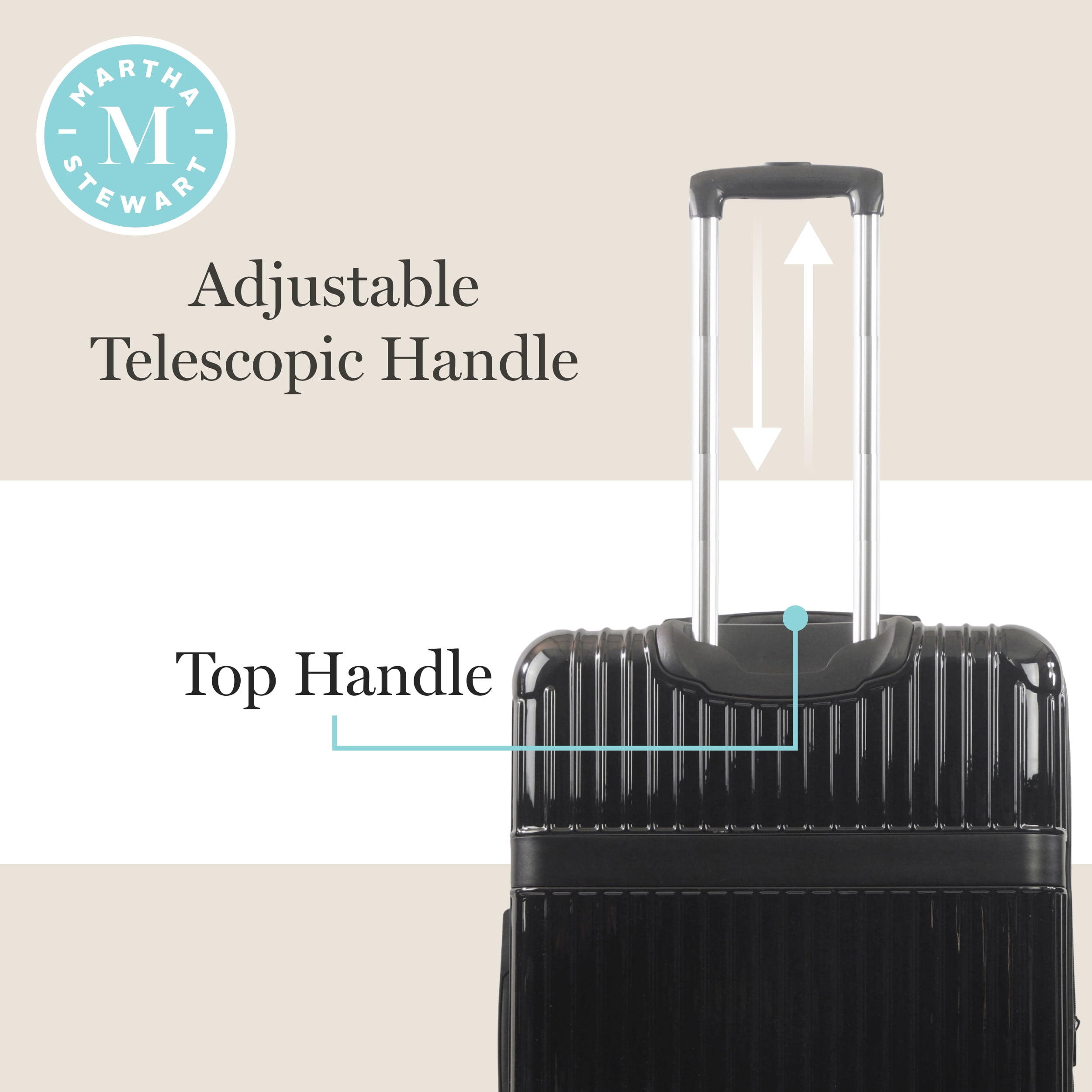 Martha Stewart The Bedford 30 Inch Rolling Luggage, Hardshell Suitcase with Spinner Wheels, Black