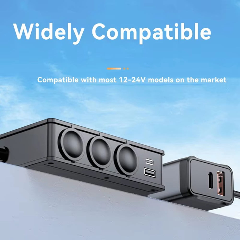 180W 9 in 1 Car Charger 3Ports Power Splitter 12V Fast Charger Power Adapter