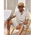thumbnail image 4 of COOFANDY Men's Linen Short Sets 2 Pieces Summer Shirts Beach Shorts Casual Party Yoga Outfits for Men, 4 of 6
