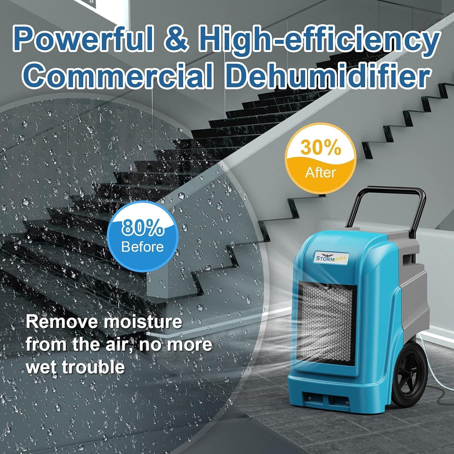 AlorAir 190PPD Commercial Dehumidifier with Pump & Drain Hose, APP Control Smart WiFi Industrial Dehumidifier for Home, Basements, Garages, Job Sites, 5 Years Limited Warranty