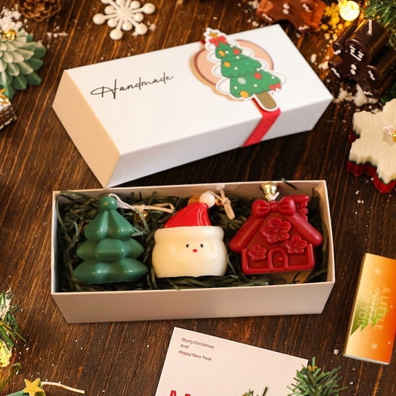 Christmas Scented Candle Gift Set, 3 Pcs Beautifully Designed candles, Gift for Women,Candlelight Dinner