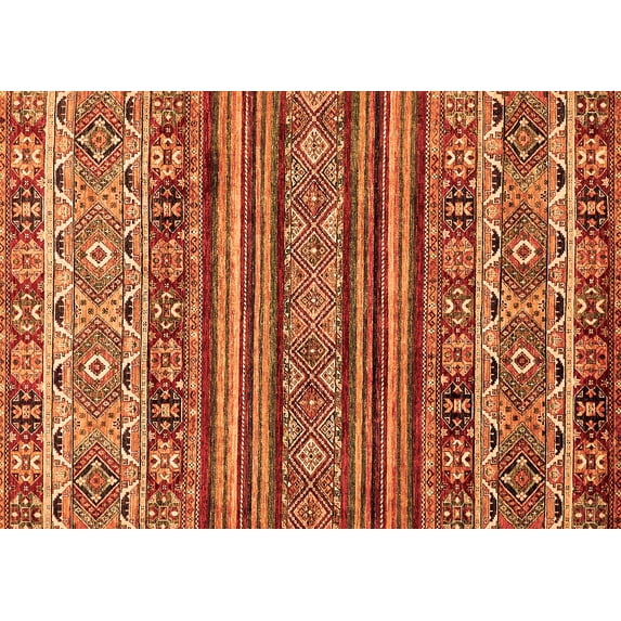 Ahgly Company Indoor Rectangle Abstract Orange Modern Area Rugs, 2' x 4'