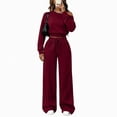 thumbnail image 2 of Xinoom Women 2 Piece Off Shoulder Tracksuit, Long Sleeve Slanted Shoulder Sweatshirt & Drawstring Wide Leg Pants with Pockets, Casual Matching Outfit Gift for Women Evening Party Wine,XXL, 2 of 6