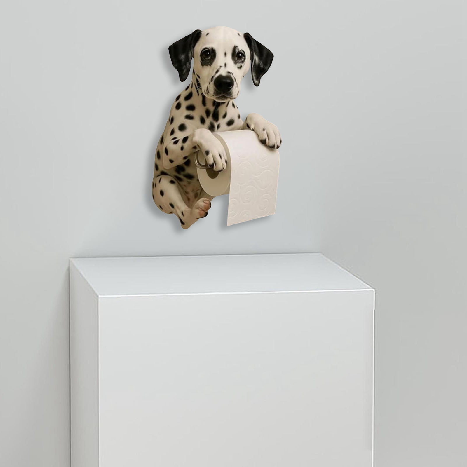 Dog Toilet Roll Holder, Cute Animal Toilet Paper Holder Wall Mounted, Resin Novelty Dogs Standing Tissue Storage Rack, Animal Statue Paper Storage Dispenser for Home Decor (Dalmatian)
