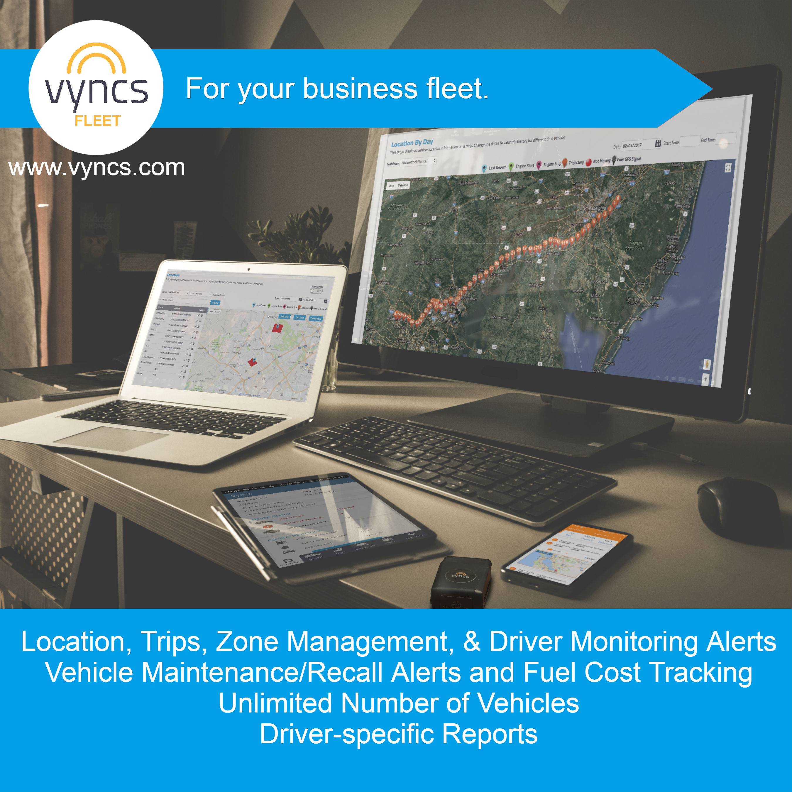 Real Time Vehicle Tracking VyncsPro 4G GPS Tracker - No Monthly Fee ...