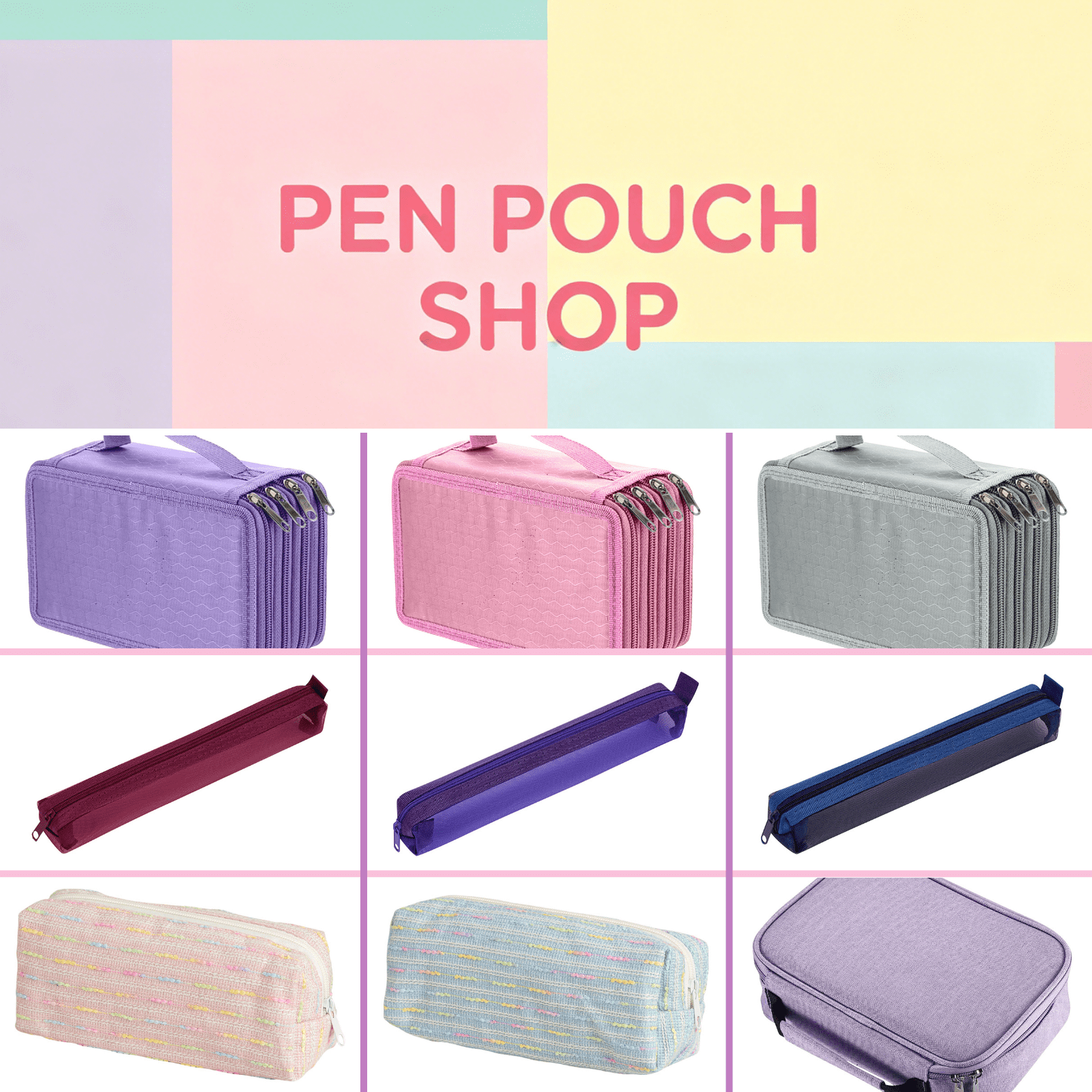 Large Capacity Zippered Pencil Case Multifunctional Colored Stationery Pouch with 72 Slots and Two Removable Sleeves for Classifying and Storing Various Writing Tools