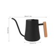 thumbnail image 3 of Stainless Steel Water Kettle Pot Retro Small Plant Water Kettle with Wooden Handle for Indoor Outdoor 1000ML Black, 3 of 5