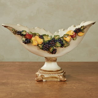 A&B Home Glass Fruit Bowl - Grey Decorative Bowl with Gold Rim, Large Glass  Bowl, Table Decoration, Coffee Table, Centerpiece, Mounting Hardware, 13 x  9 x 3 Inch : : Home & Kitchen