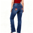 thumbnail image 6 of QERINTE Womens Plus Size bootcut Jeans High Waisted Stretchy Jeans Curvy Embroidered, 6 of 7