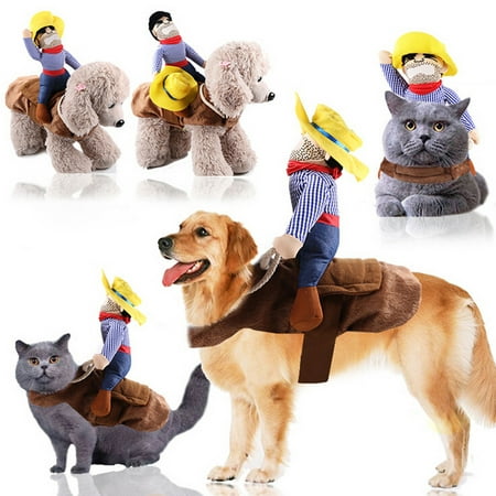Pet Cat Cowboy Rider Dog Costume Dogs Clothes Knight Style with Hat
