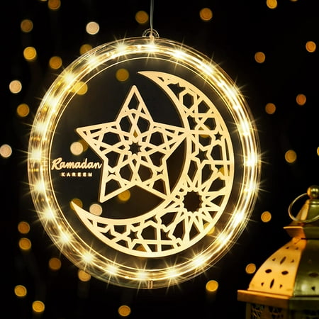 

Eid Ramadan Moon Star Hanging Lights with Suction Cup Window Outdoor Home Decor