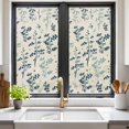 thumbnail image 3 of Blue Teal Botanical Window Privacy Film, Rustic Country Spring Floral Summer Leaf Static Cling UV Sun Blocking Tint Film Heat Control Windows Films for Bedroom Bathroom, Window Stickers 17.7"x39.3", 3 of 8
