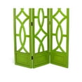 thumbnail image 5 of Benjara Open Cut Out Design 3 Panel Wooden Frame Screen with Double Hinges, Green, 5 of 5