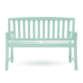 thumbnail image 6 of Tcbosik 48 Inch Wood Bench for Outdoor, 2-Seater Chair with Armrest and Backrest for Deck, Porch, Poolside, Yard, Balcony, Mint, 6 of 10