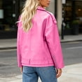 thumbnail image 6 of XUNKUSGA Faux Leather Jackets for Women Fashion Lapel Long Sleeve Zipper Up Moto Jacket Women with Buckle Belted Vintage Bike Motorcycle Coat Streetwear Pink S, 6 of 7