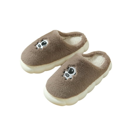 

Daeful Unisex Animal Slipper House Home Shoes Fluffy Plush Slippers Indoor Non-slip Slip On Fuzzy Warm Shoe Coffee 10.5-11