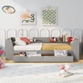 thumbnail image 2 of Grey Twin Size Daybed with Storage, Wooden Frame, 2 Drawers. Built-in Shelf, Charging Station. Wood Sofa Bed with Slat Support. Ideal for Bedroom, Living Room., 2 of 5