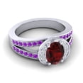 thumbnail image 3 of 2.35 T.C.W Unique Oval Cut Garnet & Amethyst Gemstone Wedding Ring for her Solid 14K White Gold Size 5.5 by Diamond-Capitals, 3 of 8