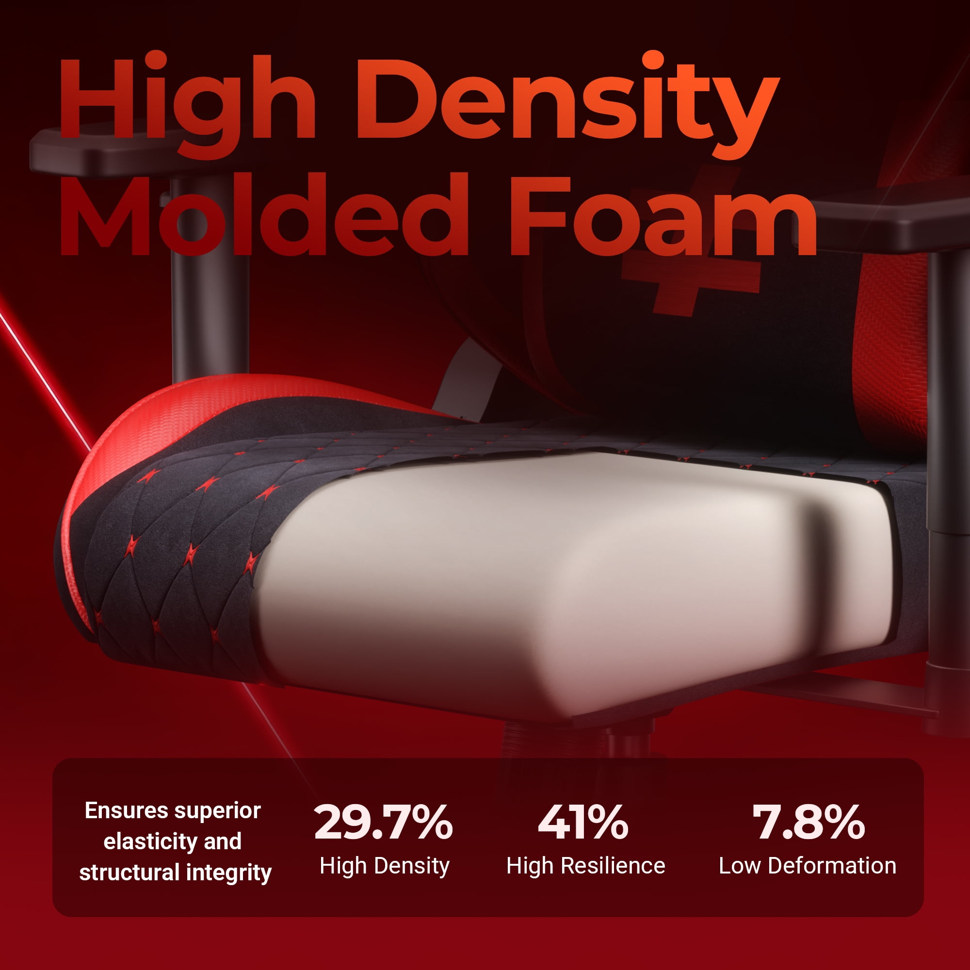 Seenda Adult High Back PC Gaming Chair with Linked Armrests and Lumbar Support, 400 lbs with BIFMA Certified, Red