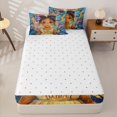thumbnail image 4 of Castle Fairy Cartoon Black Girl Zipper Twin Comforter Sets with Fitted Sheet and 2 Pillowcases,Watercolor Flying Butterflies Zipper Bedding Set,Brown Blue,4-Piece, 4 of 6