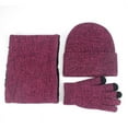 thumbnail image 3 of Traje cálido de terciopelo de tres piezas, gorro de invierno, bufanda y guantes para pantalla táctil., 3 of 6