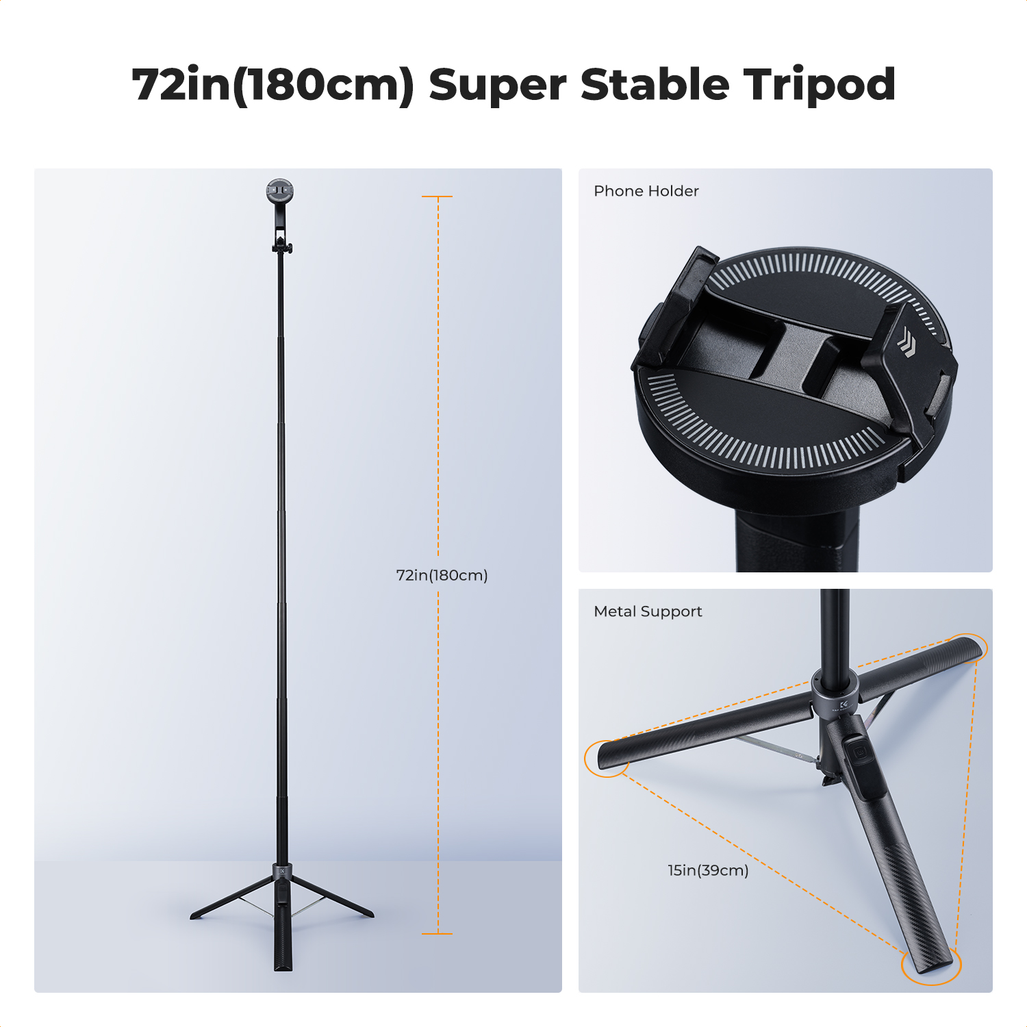 K&F CONCEPT 72" Tripod for iPhone, 3-in-1 Magnetic & Clip Selfie Stick with Remote, 360° Rotatable Magnetic Phone Tripod, Compatible with iPhone 17-12 Series Android Phones
