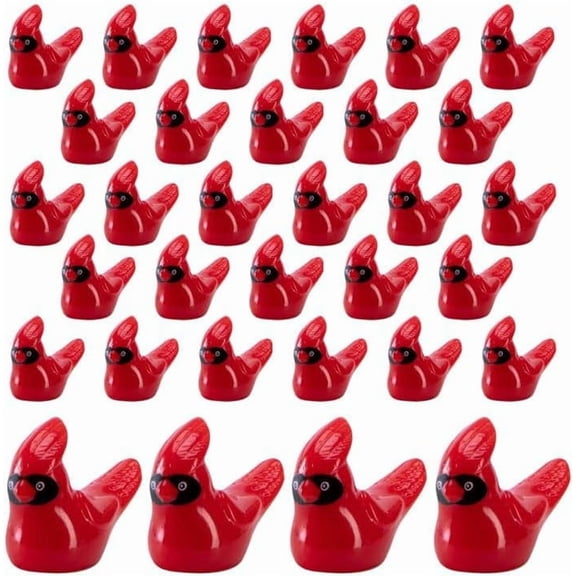 Minzimin 30 Pcs Mini Resin Red Cardinal Bird Figurines, Christmas Miniature Cardinal Figurines Decor, Tiny Red Birds Ornaments for Christmas Garden Tree Home Table Decor Vase Filler Party Favors