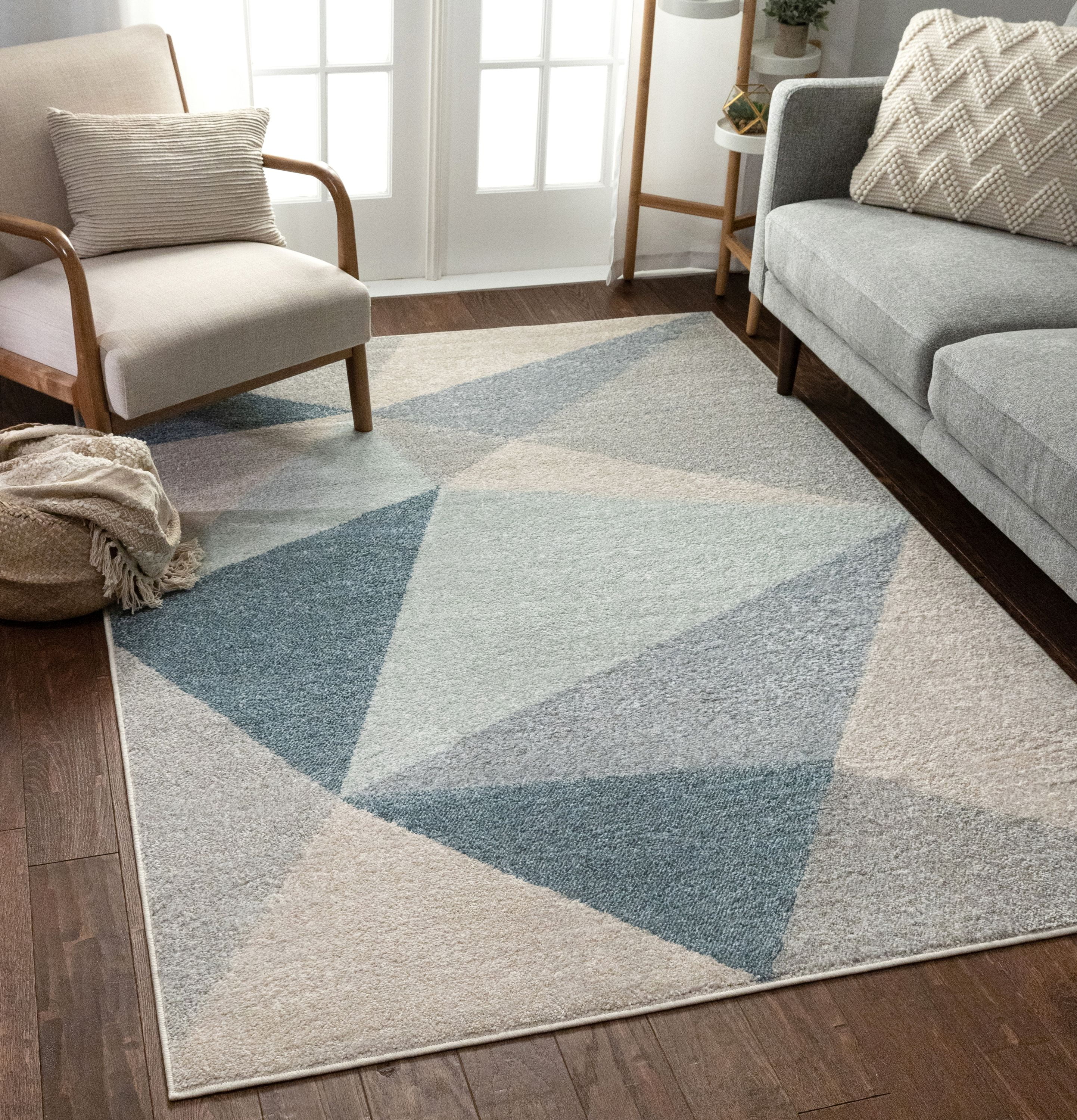 Well Woven Mystic Zelda Modern Geometric Distressed Grey 5'3" x 7'3" Area Rug