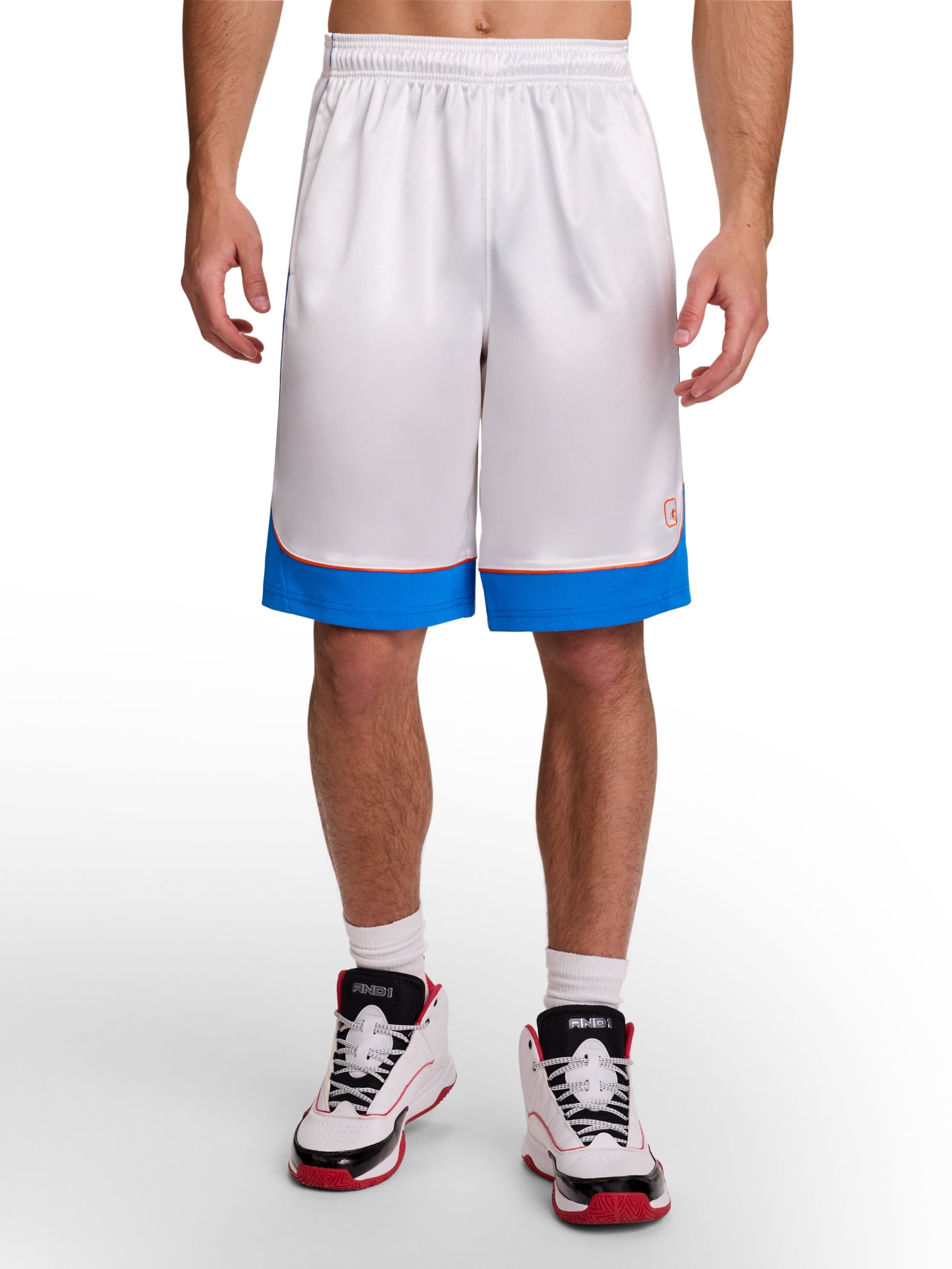 AND1 Men's and Big Men's All Court Colorblock Short, 11" inseam, up to Size 5XL