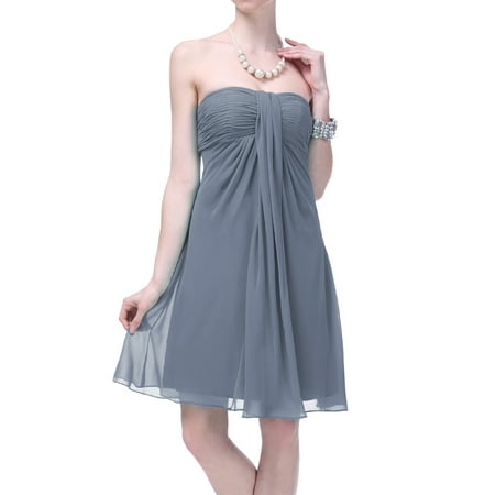 Faship Womens Pleated Short Formal Dress Gray -