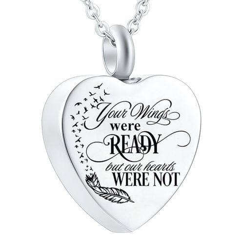 Download Yaoping Yaoping Heart Ash Necklace For Pendant Memorial Jewelry Your Wings Were Ready But Our Hearts Were Not Walmart Com Walmart Com