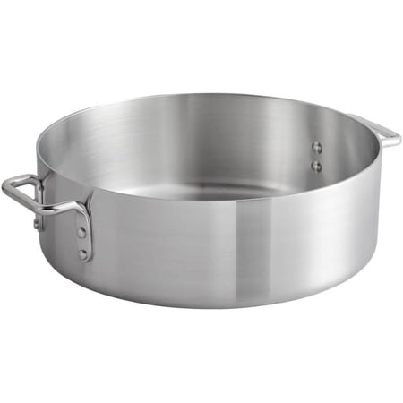Soro Essentials- 18 qt. Aluminum Brazier with Riveted Handles Medium Weight 4 mm Thickness - Brazier Pot Cookware Perfect for Roasting Sauteing Searing and Pan Frying Home Kitchen Restaurant