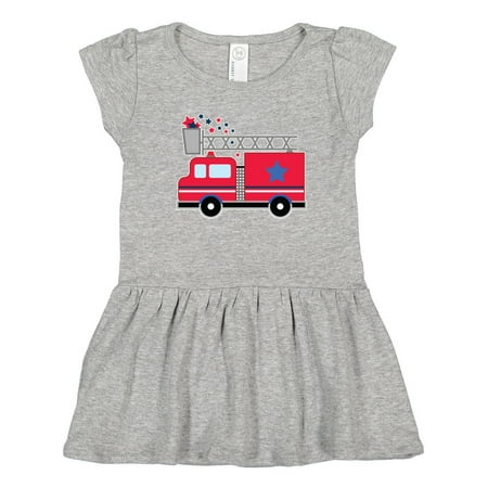 

Inktastic 4th of July Firetruck with Red and Blue Stars Gift Toddler Girl Dress