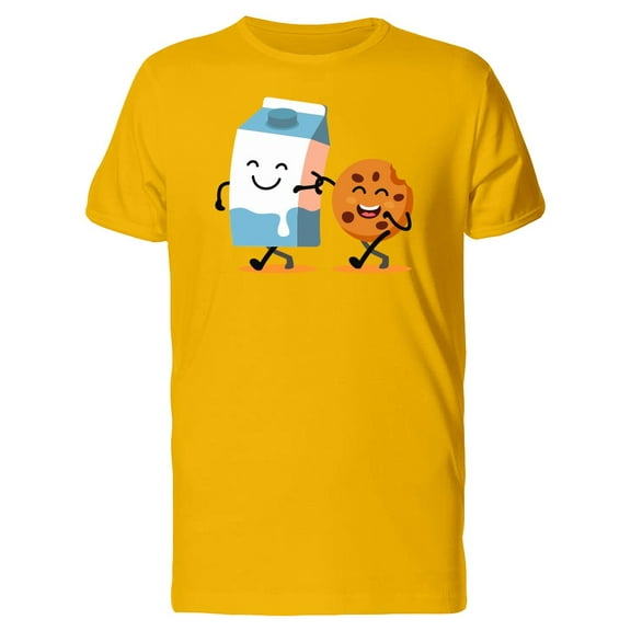 Smartprints Mens Graphic Tee - Milk And Cookie Walking Together - Regular Fit 100% Cotton
